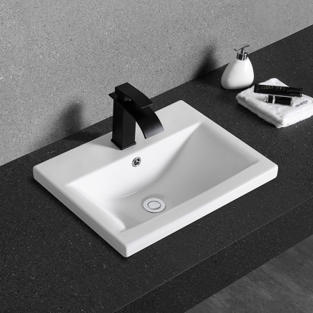 Раковина из санфаянса CeramaLux 9393-50 51х40 встраиваемая цвет белый 1 отверстие под смеситель