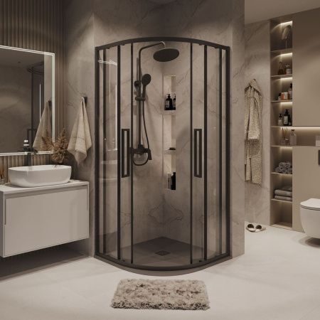 Душевой уголок Grossman Cosmo 301.K33.02.8080.21.00 80х80 стекло прозрачное профиль черный без поддона