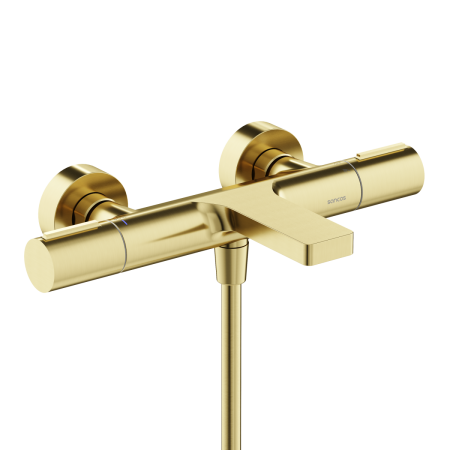Смеситель для ванны и душа Sancos Etna SC9006BG настенный брашированное золото с термостатом