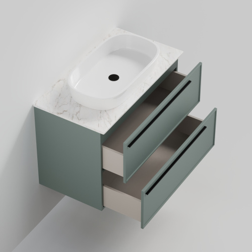 Тумба со столешницей La Fenice ELBA TWIN NFNC-01-ELB-G-90-2-3-GG 90х62х49 подвесная цвет серый/зелёный - фото 2