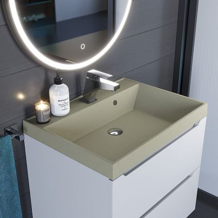 Раковина из искусственного камня Uperwood Classic Quartz 291030013 60х50 полувстраиваемая цвет бежевый