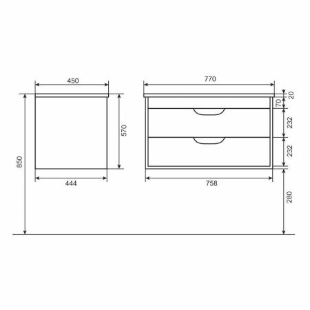 Тумба под раковину Uperwood Modul 2930205153 80х40 подвесная цвет черный