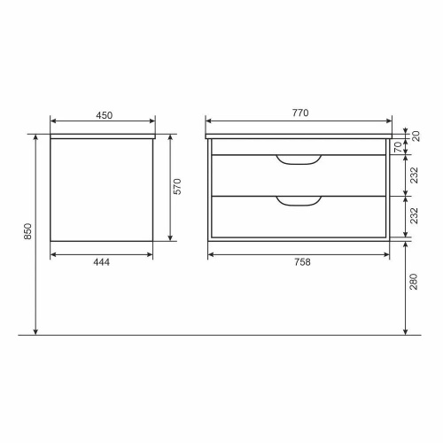 Тумба с раковиной Uperwood UPD Modul 393020551 77x45x57 - фото 2