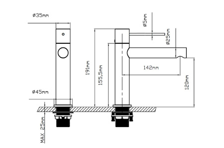 Смеситель Vincea Aspire VBF-4AS01MB на раковину черный