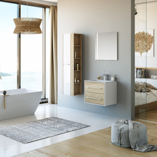 Тумба под раковину Aqwella Y Mai.01.06 61х45х53 подвесная цвет белый/коричневый - фото 2