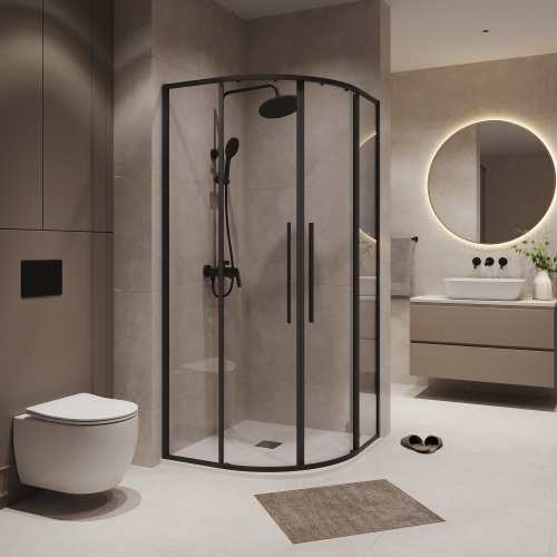 Душевой уголок Niagara Nova NG-6827-34BLACK 100х100 стекло прозрачное профиль черный матовый без поддона - фото 3