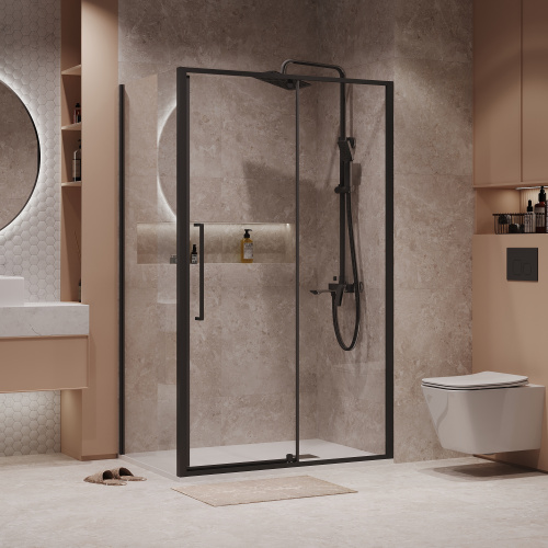 Душевой уголок Niagara Nova NG-85-12AB-A90B-34 120х90 стекло прозрачное профиль черный матовый без поддона - фото 2