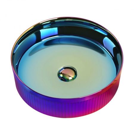 Раковина из сантехнического фаянса Abber BEQUEM AC2114Regen 40х40 накладная цвет хамелеон без отверстий под смеситель