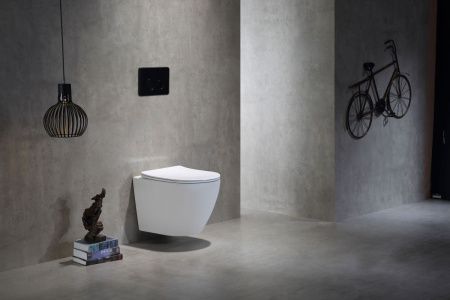 Унитаз подвесной SantiLine SL-5025 цвет белый с сиденьем микролифт безободковый смыв воронка-водоворот