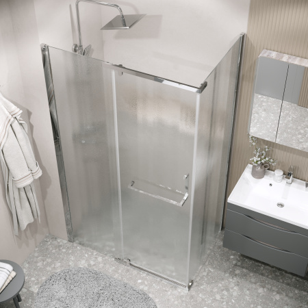 Душевая перегородка Grossman Pragma 200.K33.03.80.10.02 80х195 стекло текстурное профиль хром глянцевый