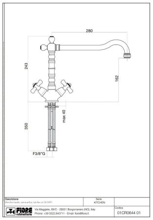 Смеситель для раковины Fiore Margot Sky 01CR0644 на столешницу хром