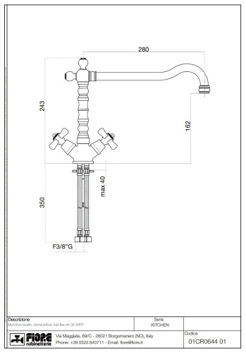 Смеситель Fiore Margot Sky 01CR0644 на столешницу хром - фото 2