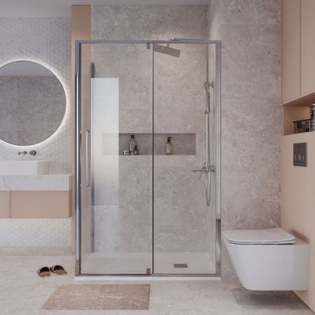 Душевой уголок Niagara Nova NG-66-11A-A80-34 110х80 стекло прозрачное профиль хром без поддона