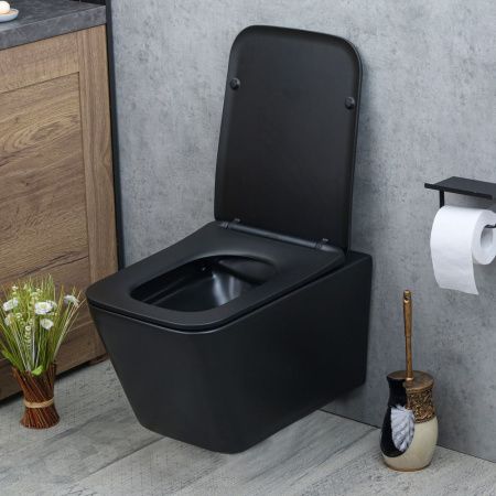 Унитаз подвесной Melana 310304MB черный с сиденьем микролифт безободковый