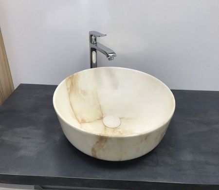 Раковина из сантехнического фаянса CeramaLux 526 40х40 накладная цвет многоцветный без отверстий под смеситель