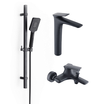 Душевая стойка Bond Cube B03-5788 настенная цвет черный матовый