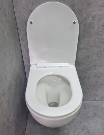 Унитаз подвесной CeramaLux TR2196 белый с сиденьем микролифт смыв торнадо