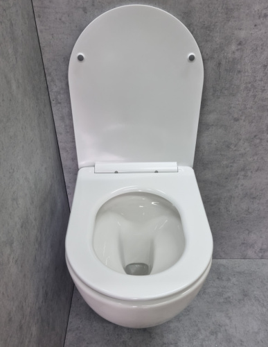 Унитаз подвесной CeramaLux TR2196 белый глянцевый с сиденьем микролифт смыв торнадо - фото 4