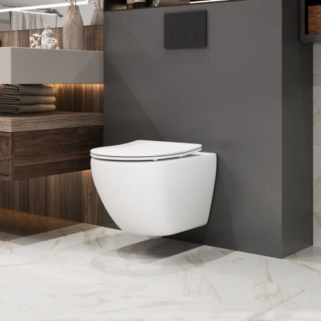 Унитаз подвесной Grossman Торнадо GR-4457MSQ белый с сиденьем микролифт безободковый смыв торнадо