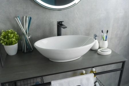 Раковина керамическая Gid Lago 51109 50х30 накладная цвет белый без отверстий под смеситель