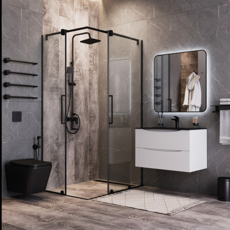 Унитаз подвесной Bond Cube F04-108 черный с сиденьем микролифт безободковый душевой смыв