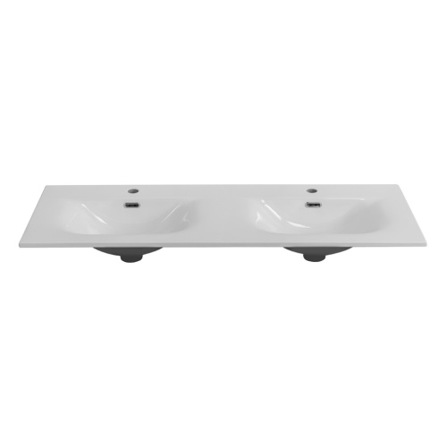 Раковина керамическая BelBagno Uno BB-8099-120-2 121х46 накладная цвет белый глянцевый 2 отверстия под смеситель - фото 4