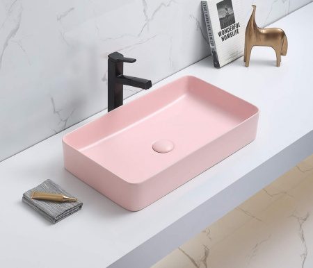Раковина из санфаянса CeramaLux 78189MP-3 61х35 накладная цвет розовый