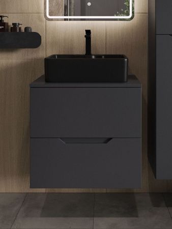 Тумба с раковиной Orange Line Li-60TugMDF+B01-475MB 60х50 цвет серый