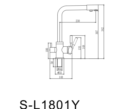 Смеситель для кухни Savol S-L1801Q на столешницу серый