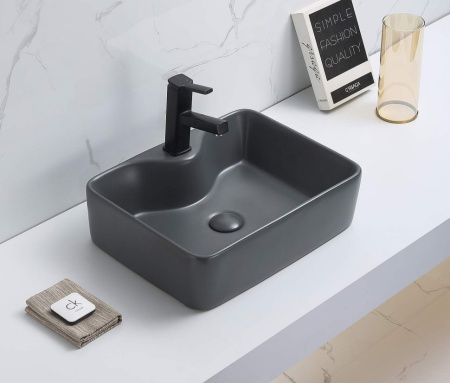 Раковина из санфаянса CeramaLux 7291MDH-2 49х38 накладная цвет серый 1 отверстие под смеситель