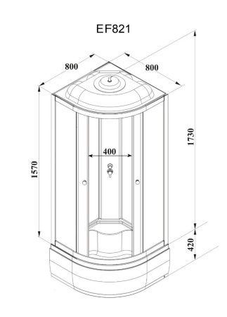 Душевая кабина Parly Effect EF821 80х80 четверть круга с крышей ориентация универсальная