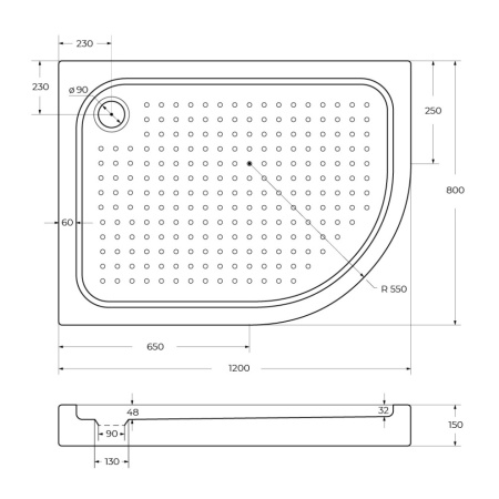 Душевой поддон BelBagno TRAY-BB-RH-120/80-550-15-W-L 120х80 акрил белый с ножками