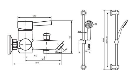 Смеситель для ванны и душа Dorff Logic NEW D0103030SS настенный нержавеющая сталь