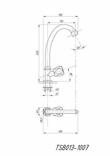 Кран для холодной воды TSARSBERG TSB-013-1012 на мойку хром - фото 3