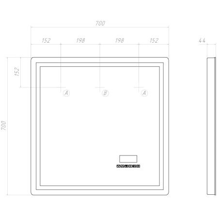 Зеркало с подсветкой Vigo Geometry Media Voice 46 70х70