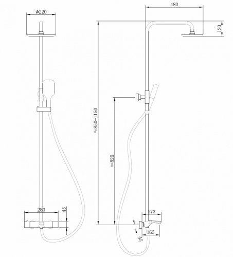 Душевая стойка ABBER AF8516 настенная цвет хром - фото 3