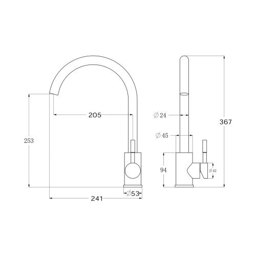 Смеситель для кухни Olisan STEEL ST1007B на мойку черный - фото 3