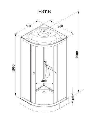 Душевая кабина Parly Frost F811B 80х80 четверть круга с крышей ориентация универсальная