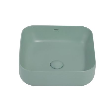 Раковина из сантехнического фаянса Abber RECHTECK AC2211MCG 40х40 накладная цвет зеленый без отверстий под смеситель