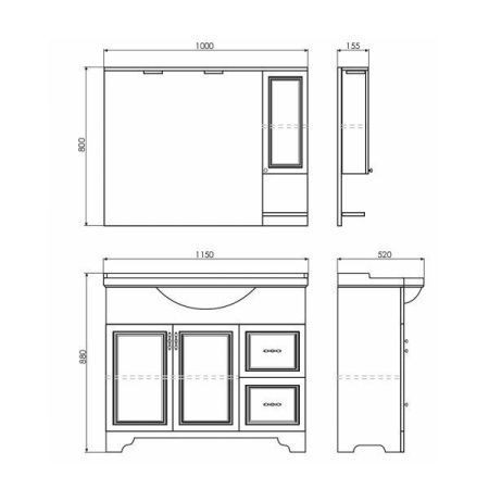 Зеркало-шкаф Comforty Севилья 00003132628CF 100х80 подвесной цвет белый