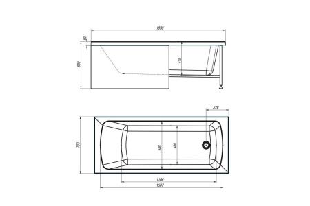 Ванна акриловая Royal Bath Vienna RB953504 165х70 пристенная прямоугольная