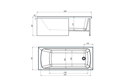 Ванна акриловая Royal Bath Vienna RB953504 165x70 пристенная прямоугольная - фото 4