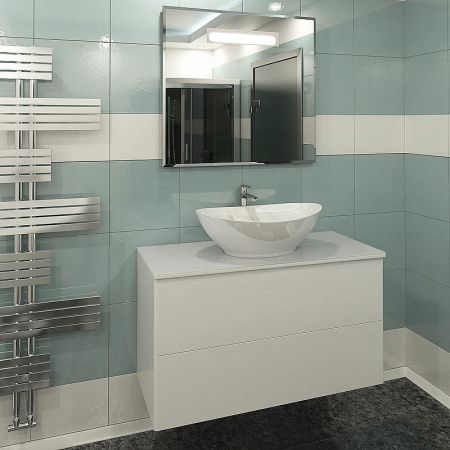 Тумба с раковиной Orange Otto Ot-100TuGLASS+G56 100х50 подвесная цвет белый