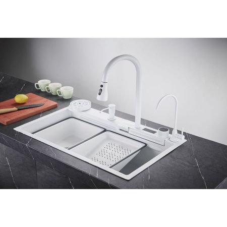 Кухонная мойка Savol S-SC002W 75х45 цвет белый поверхность матовая