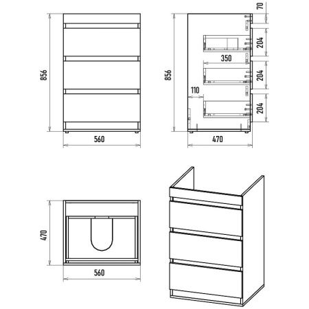 Тумба под раковину Misty Коломбо П-Кол06060-0113Я 60х50 напольная цвет коричневый/серый