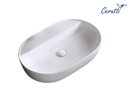 Раковина из сантехнического фарфора Cerutti SPA CR0074 60х40 накладная цвет белый 1 отверстие под смеситель