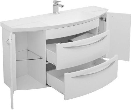 Тумба с раковиной De Aqua Лонг 00186446 140х50 подвесная цвет белый