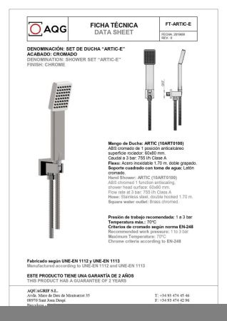 Душевая система AQG 19ARLEC31602 встраиваемая в стену цвет хром