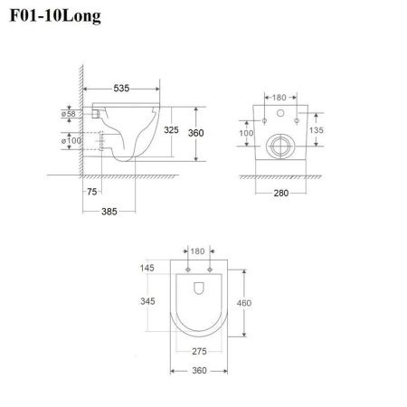 Унитаз подвесной Bond Oval F01-10Long белый с сиденьем микролифт безободковый душевой смыв