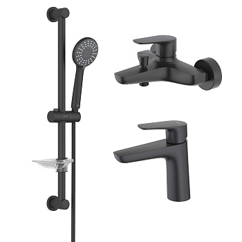 Комплект смесителей Aquatek БЕТТА AQ1130MB настенный черный матовый